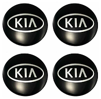 Наклейка емблема на колесный колпак или диск d 60 мм Kia черная (4шт)