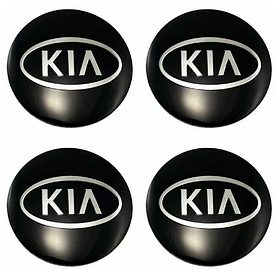 Наклейка ємблема на колісний ковпак або диск d 60 мм Kia чорна (4 шт.)