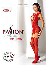 Ажурний бодістокінг з панчохами Passion BS082 red, фото 3