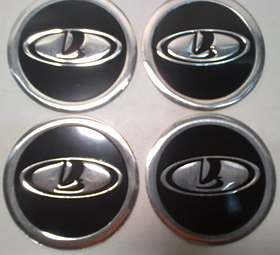 Наклейка ємблема на колісний ковпак або диск d 60 мм Lada Samara чорна (4 шт.)