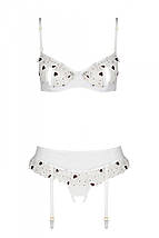 Сексуальний комплект з поясом для панчіх Passion LOVELIA SET XXL/XXXL, white, фото 5