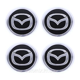 Наклейка ємблема на колісний ковпак або диск d 60 мм Mazda чорна (4 шт.)