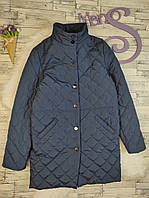 Детская удлиненная куртка Fashion для девочки стёганая тёмно-синего цвета еврозима Размер 158