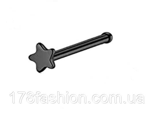 Сережка для пірсингу носа гвоздик зірочка чорна, фото 1