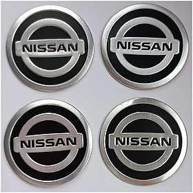 Наклейка ємблема на колісний ковпак або диск d 60 мм Nissan чорна (4 шт.)
