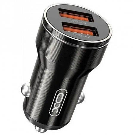 АЗП XO CC48 Smart Dual USB Metal Universal Car Charger Black, фото 1