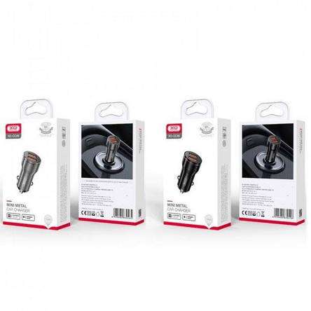 АЗП XO CC48 Smart Dual USB Metal Universal Car Charger Black, фото 3
