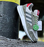 Чоловічі кросівки Adidas ZX 500 весна осінь повсякденні замша (Grey Four). Живе фото. адідас зх