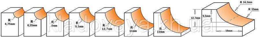 Фреза CMT радиусная кромочная R9,5-D31,7-l12,7-L60,5-d12 - фото 2 - id-p302794520