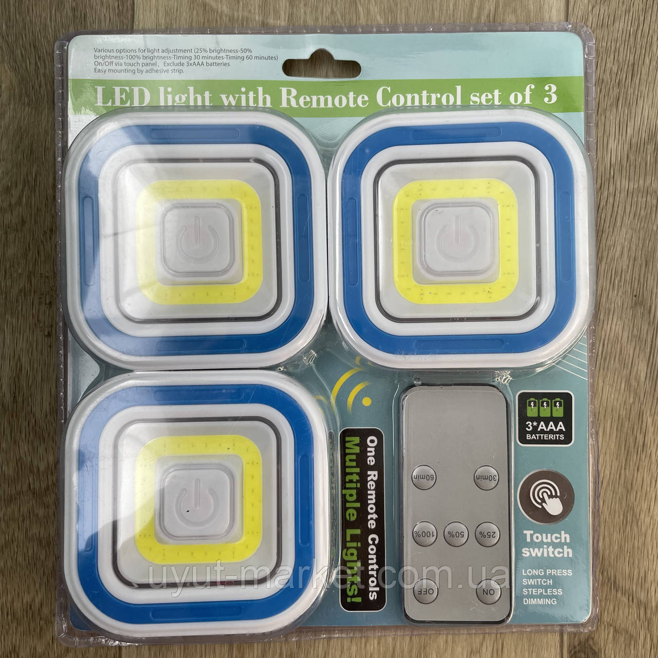 Бездротовий світильник 3СОВ для ніш, шаф LED light with Remote Control Set з пультом та таймером, фото 1