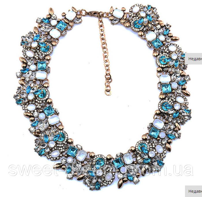 Праздничное ожерелье, колье, для выпускного, свадьбы, торжества, модное ювелирное изделие, цвет - голубой - фото 2 - id-p302792860