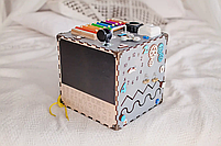 Бізікуб дерев'яний бізіборд 30х30х30 см сірий, фото 2