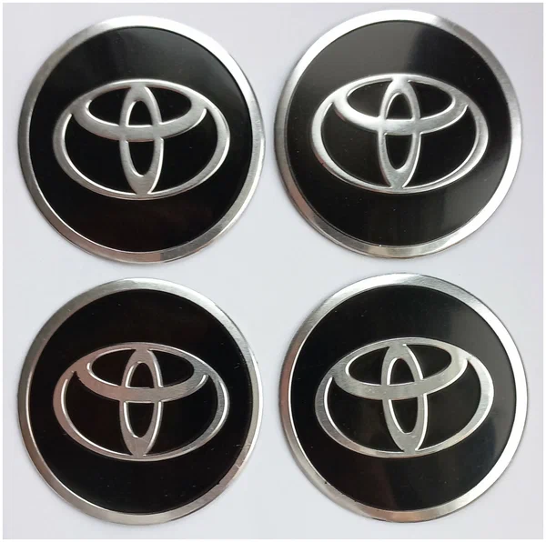Наклейка ємблема на колісний ковпак або диск d 60 мм Toyota чорна (4 шт.)