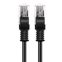 Патч-корд Lan CAT5 литой сетевой кабель для интернета и роутера 10 метров, черный, кабель патч-корд