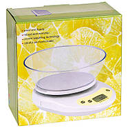 Ваги кухонні електронні з круглою чашею 5 кг, 21*16 см чаша 17,5*5,5 см КЕ-1 в упаковці 1 шт, фото 3