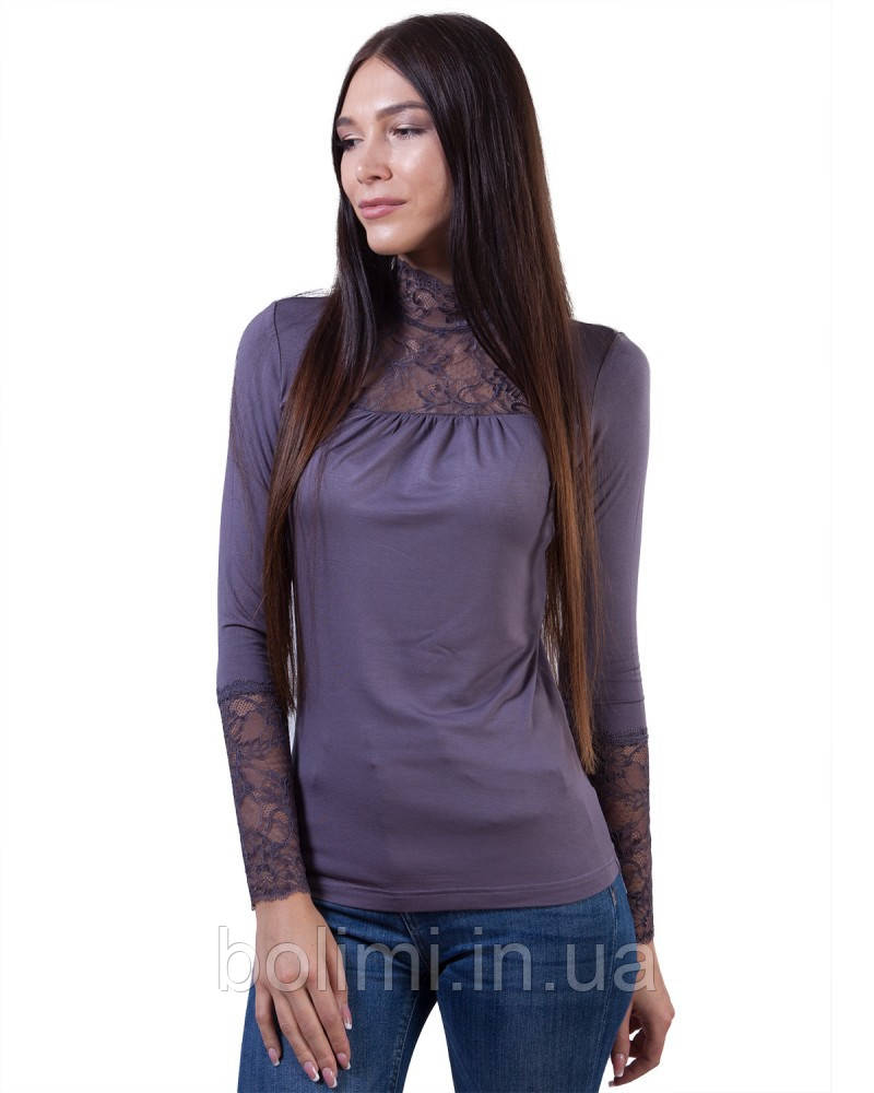 Блуза жіноча сіра з мереживом