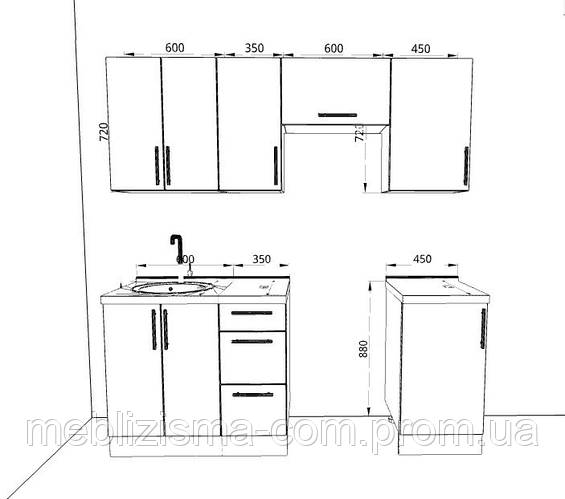 Готовая модульная кухня со столешницей врезной мойкой и сушкой для ...