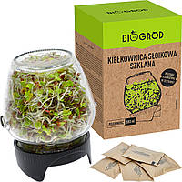 Пророщувач насіння Browin “твіст-офф” — баночний пророщувач з ситечком + 5 наборів насіння, 580 мл