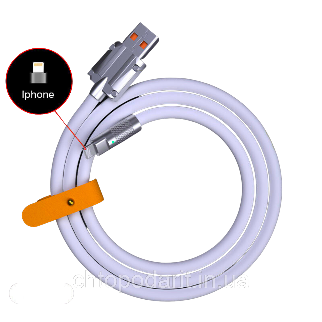 Кабель для швидкого заряджання до Айфона, лайтінг — ЮСБ, IPhone Lightning — USB-дріт білий 1 метр Код 68-0003