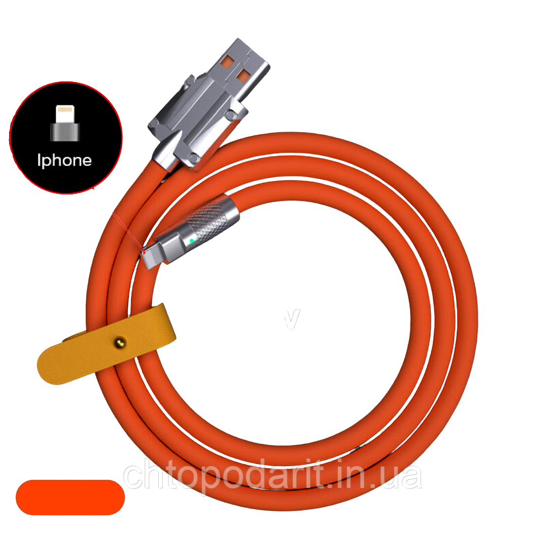 Кабель для швидкого заряджання до Айфона, лайтінг — ЕСБ IPhone Lightning — USB-провід жовтогарячий 1 метр Код 68-0005