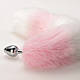 Анальная пробка "Лисий хвост"+ ушки, нержавеющая сталь, БДСМ игрушка, Белый с розовым - фото 5 - id-p1947141876