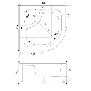 Душовий піддон акриловий Shower CELLESSE (Туреччина) 100x100x45, фото 4