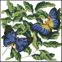 Набор для вышивки крестиком. Размер: 14*15 см Голубые бабочки