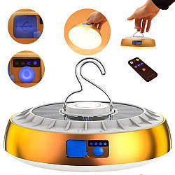 Кемпінгова лампа підвісна з павербанком, сонячна панель, пульт, USB, 202 / Акумуляторний ліхтар світильник