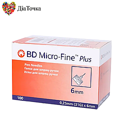 Голки для шприц-ручок BD Micro-Fine + "МікроФайн" 6мм (100 шт.)