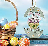 Підвіска пасхальна дерев'яна «Кролик у яйці», фото 3