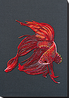 AB-754 Красное золото, набор для вышивки бисером рыбки на натуральном художественном холсте