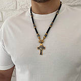 Позолочений хрестик із лиском 33. на шовковому шнурку, фото 2
