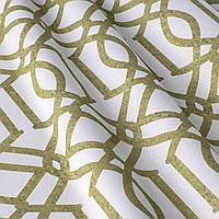 Хлопковая ткань для штор с классическим оливковым узором на белом фоне Испания Отрез 1,95м