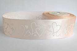 Стрічка атласна в серці 5 см (23 м) рожева