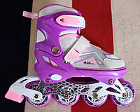 Ролики дитячі BEST ROLLER 73906 розмір 34-37 фіолетові з підсвіткою переднє колесо