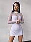 Облягаюча міні сукня з верхом із сітки та високим коміром (р. 42, 44) 66035140Е, фото 5