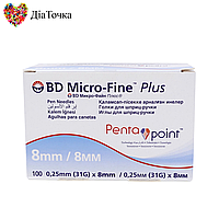 Иглы для шприц-ручек BD Micro-Fine + "МикроФайн" 8мм 100 шт. (1 упаковка)