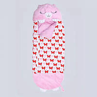 Спальний дитячий мішок 3в1 для сну подушка іграшка спальник 140х50 см на блискавці Happy Nappers. UM-684 Колір: рожевий