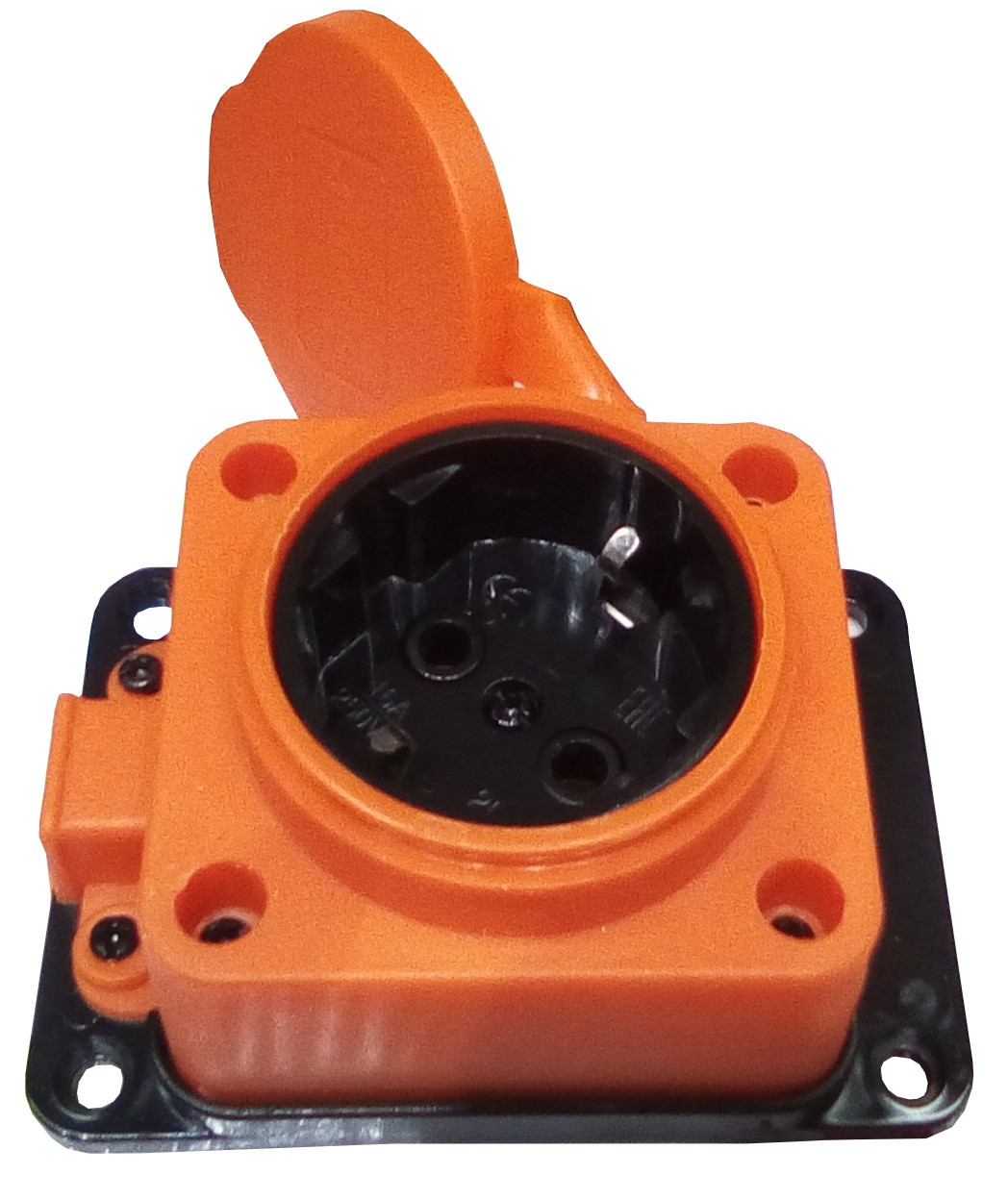 Розетка (колодка) одномісна з кришкою WATERPROOF з/з IP44 16A ОРАНЖ ARCTIC ТМ LUMANO