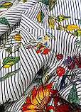 Котон принт смужка та квіти на білому фоні, фото 4