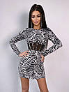 Облягаюча міні сукня з корсетною вставкою із сітки на талії в дрібний принт (р. 42, 44) 66035144Е, фото 5
