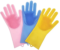 Універсальні рукавички для кухні зі щіткою KITCHEN GLOVES 5511 силіконові
