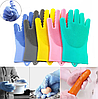 Універсальні рукавички для кухні зі щіткою KITCHEN GLOVES 5511 силіконові, фото 3