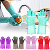 Універсальні рукавички для кухні зі щіткою KITCHEN GLOVES 5511 силіконові, фото 4