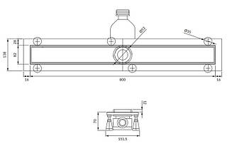 Трап Omnires Lowfix для душу під плитку, 80 см, чорний (LOWFIX80TBL)
