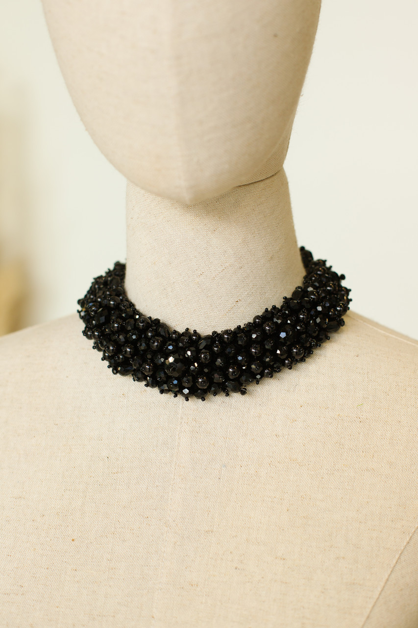 Кришталеве намисто ручної роботи (чорне)