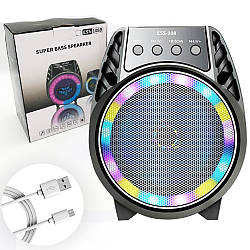 Колонка блютуз валізка з ручкою USB, (SD, FM, AUX), ESS-108 / Портативна колонка / Колонка зі світлом