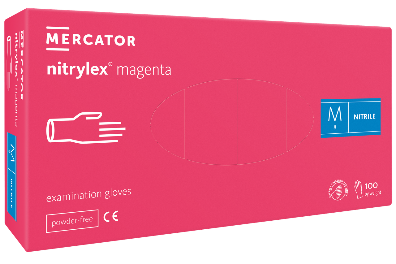 Рукавички нітрилові Nitrylex малинові 100шт М