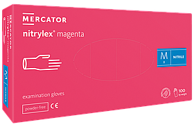 Рукавички нітрилові Nitrylex малинові 100шт М