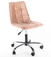 Кресло офисное без подлокотников мягкое поворотное Френки-RC Хром (Т+) Flox 22 цвет карамель на колесах ТМ AMF